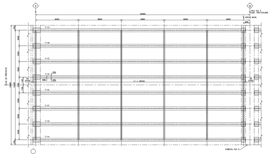 2d cad drawing of beam bridge rectangular autocad software