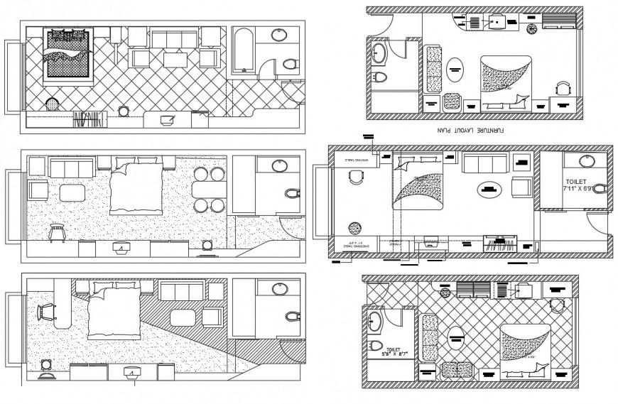 2d cad drawing of bedroom elevation with living room autocad software