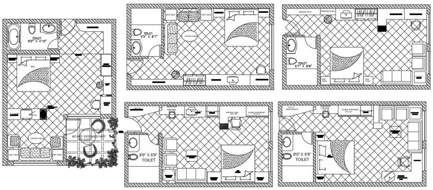 2d cad drawing of bedroom furniture plan autocad software