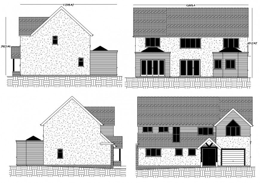 2d cad drawing of bedroom house exterior design autocad software