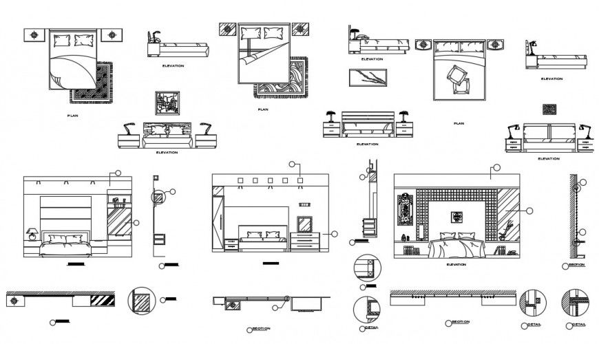2d cad drawing of bedroom interior autocad software