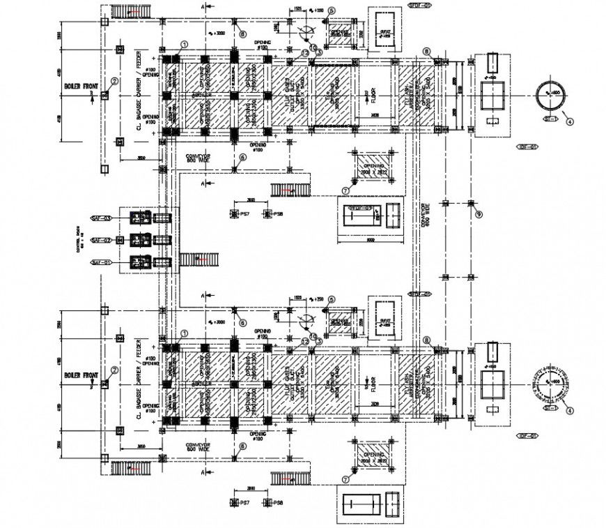 2d cad drawing of boiler house electrical elevation autocad software