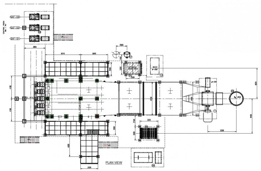 2d cad drawing of boiler house layout elevation autocad file