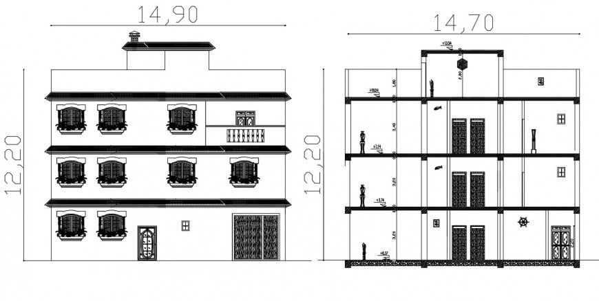2d cad drawing of bouarma house section autocad software