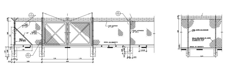 2d cad drawing of boundary fencing autocad software