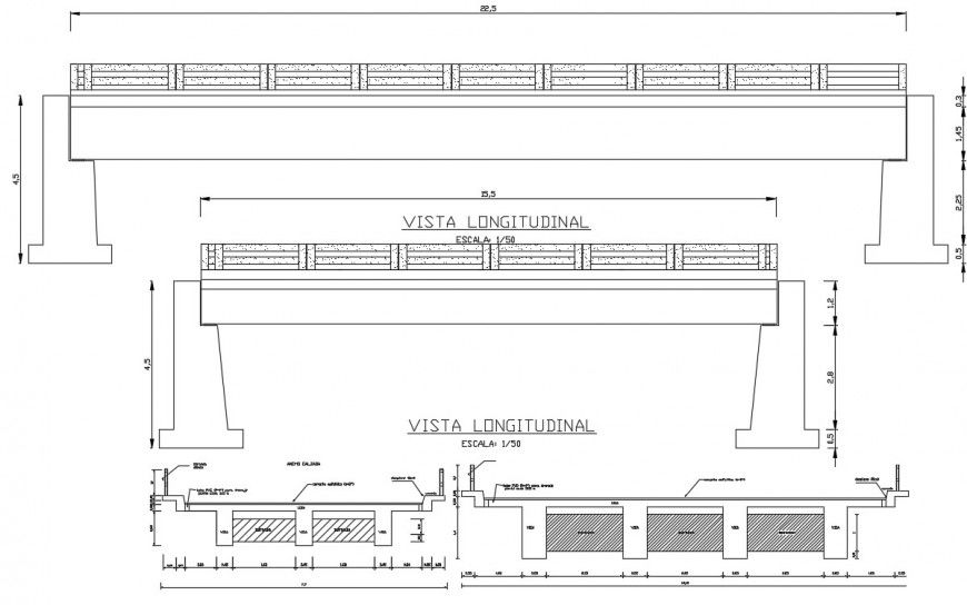 2d cad drawing of bridge construction detail autocad software
