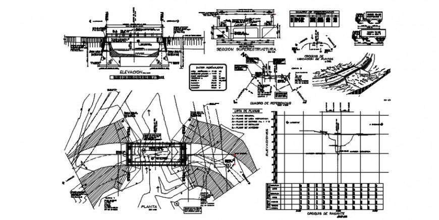 2d cad drawing of bridge project auto cad software
