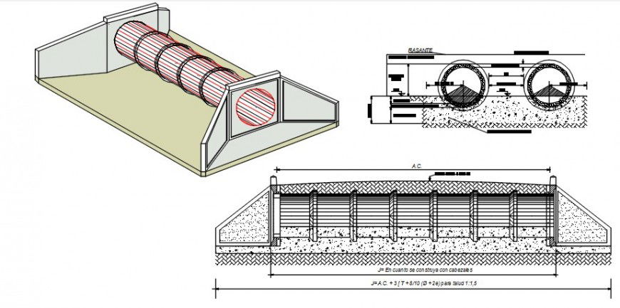 2d cad drawing of bridge shape construction auto cad software