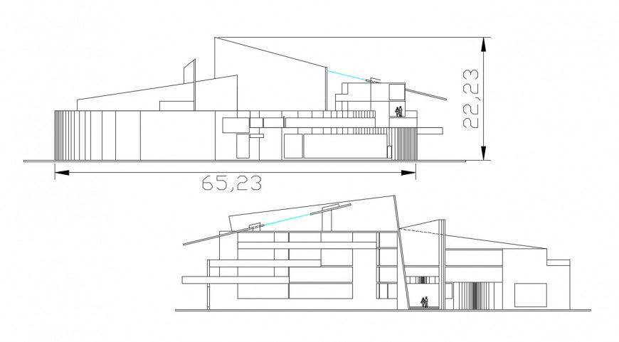 2d cad drawing of bulding exterior of cultural center autocad file