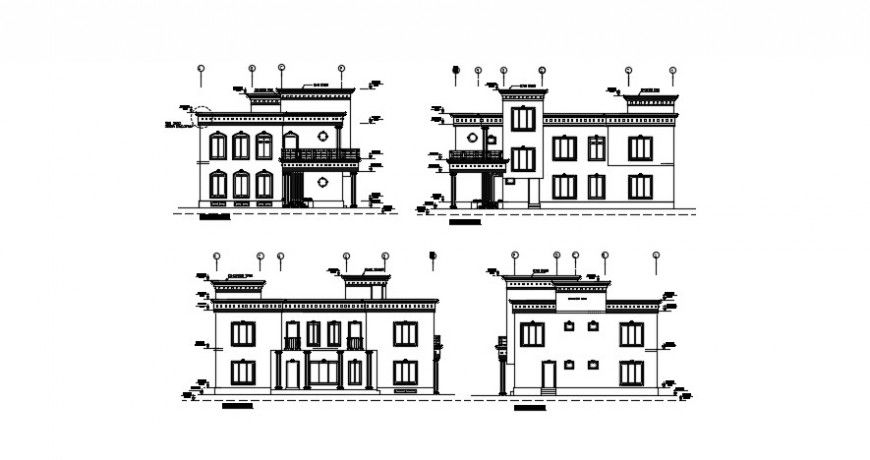 2d cad drawing of bungalow elevation auto cad software
