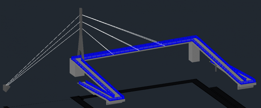 2d cad drawing of cable-stayed bridge auto cad software