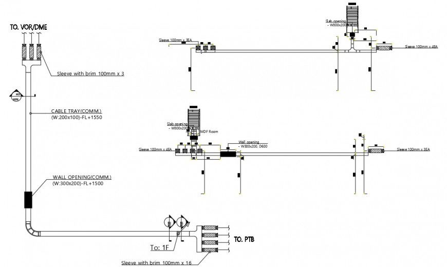 2d cad drawing of cable tray layout autocad file