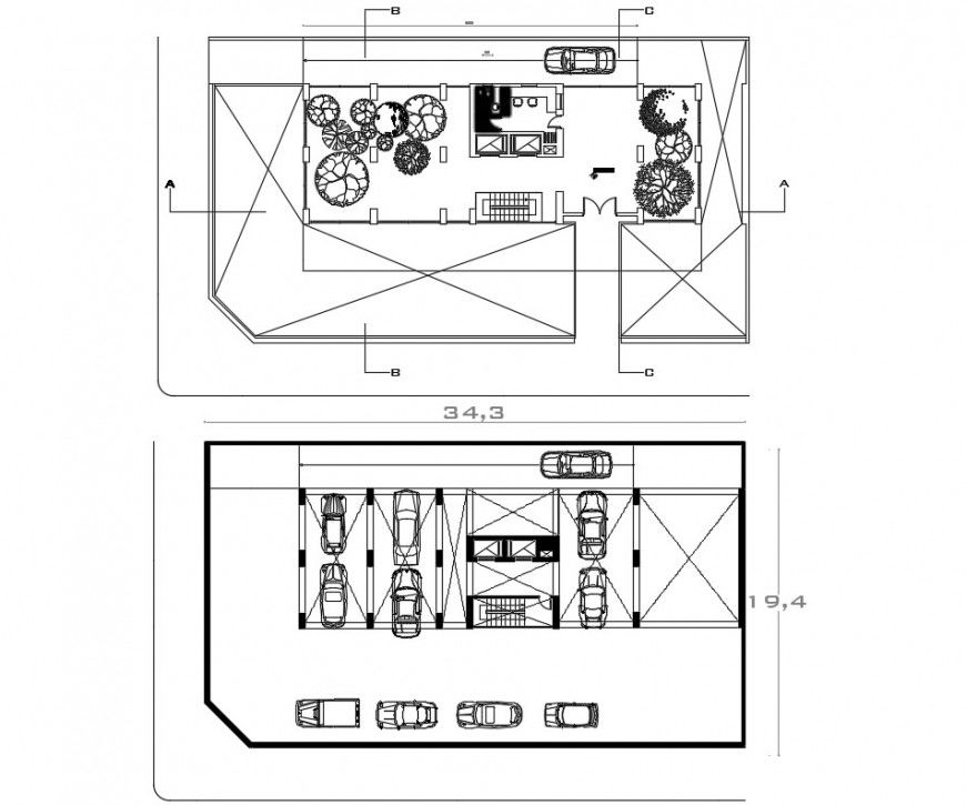 2d cad drawing of car parking apartment autocad software