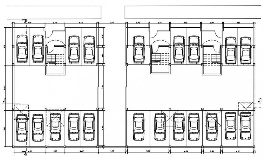2d cad drawing of car parking elevation