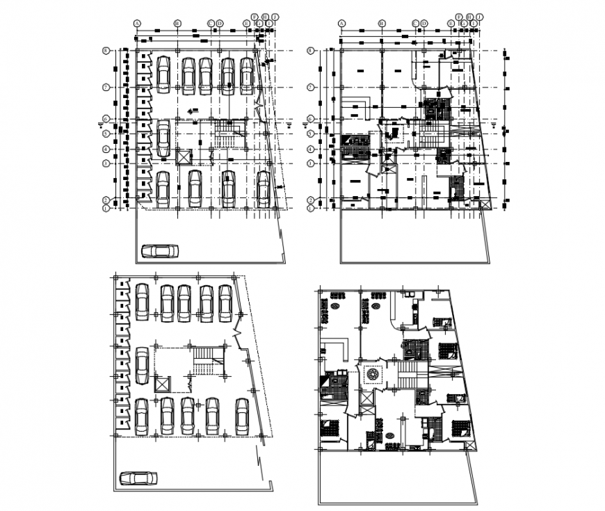2d cad drawing of car parking elevation detail autocad software