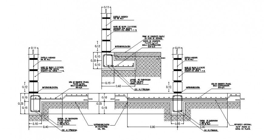 2d cad drawing of cementation blocks auto cad software