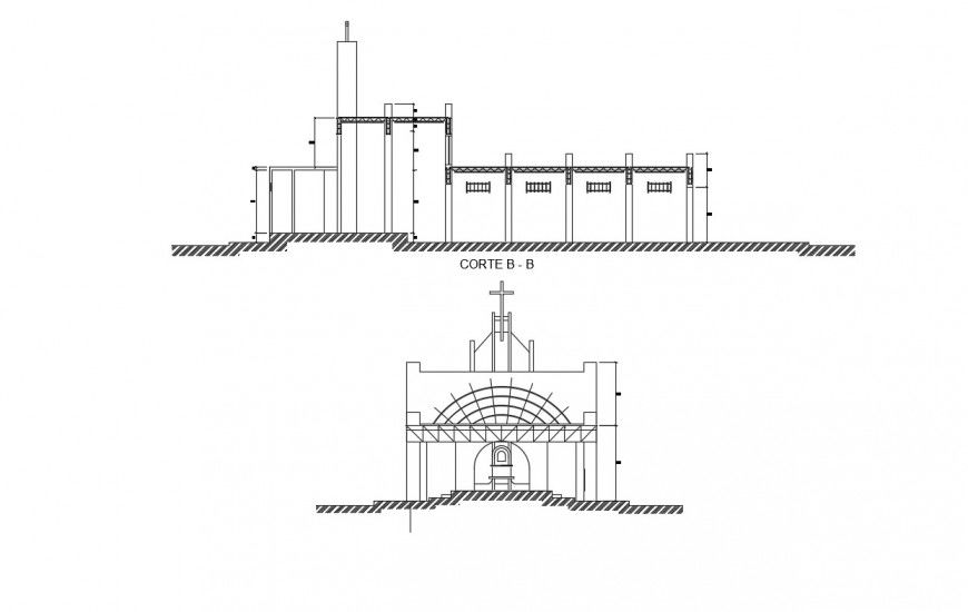 2d cad drawing of church elevation  cad autocad software