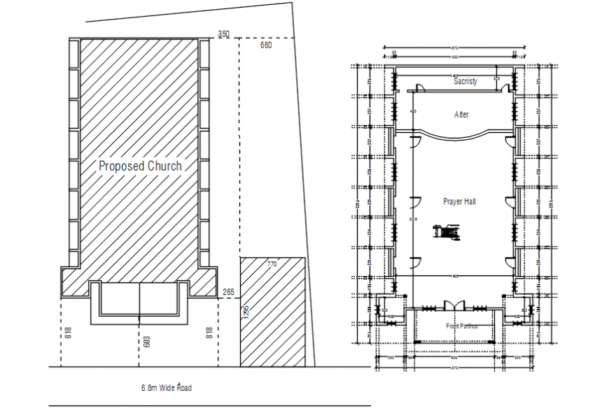 2D cad drawing of church proposed plan AutoCAD software