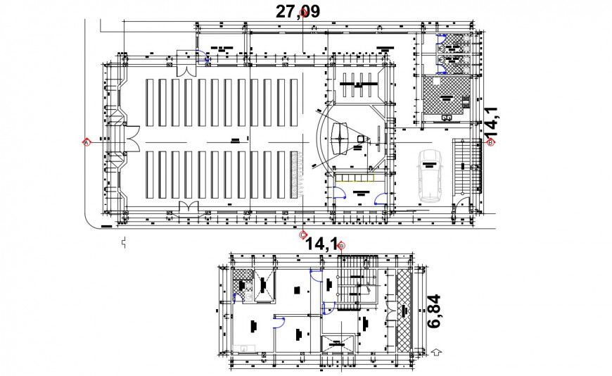 2d cad drawing of church top elevation autocad software