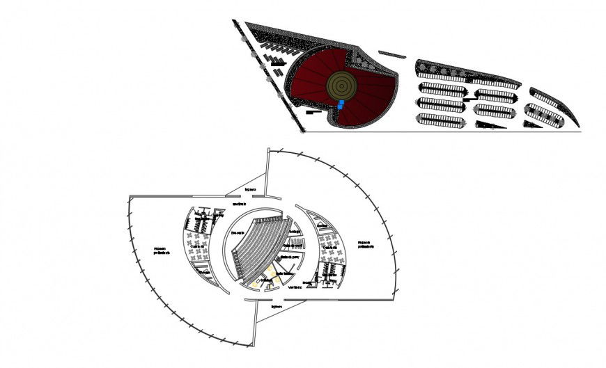 2d cad drawing of cinema top elevation autocad file