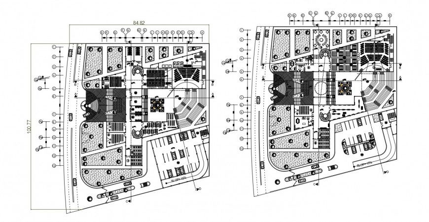 2d cad drawing of cinema theater with garden layout plan autocad software