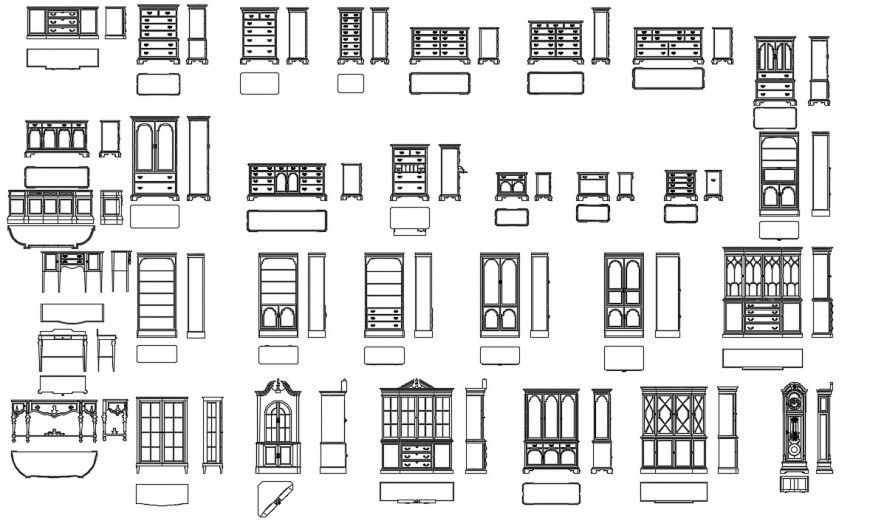 2d cad drawing of classic furniture autocad software