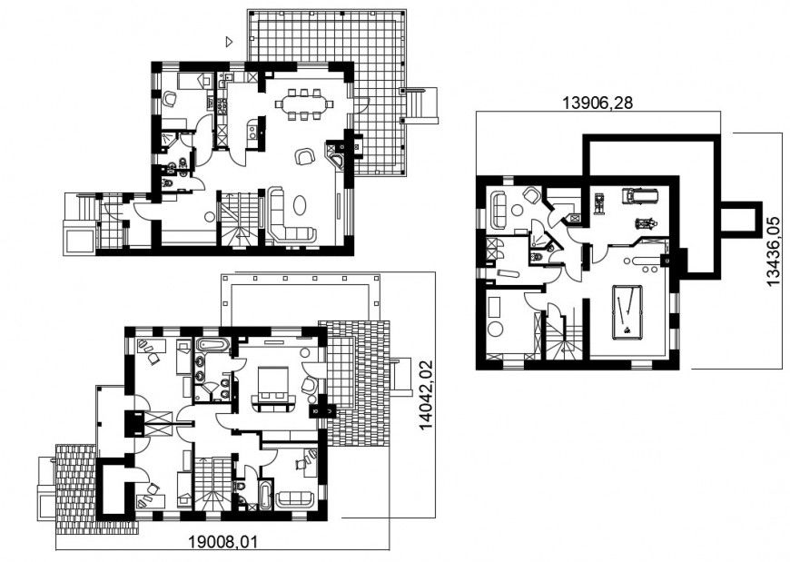 2d cad drawing of classic villa autocad software
