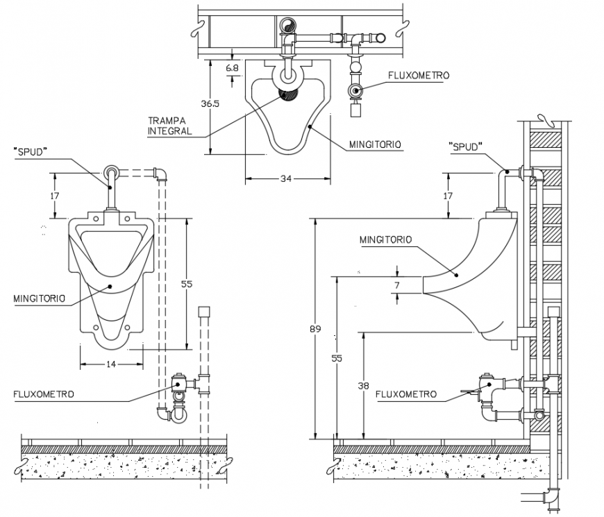 2d cad drawing of closet pipelines autocad software