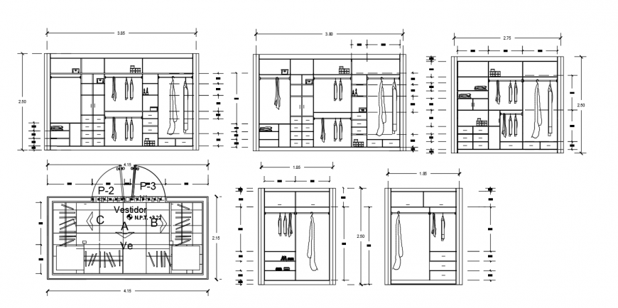 2d cad drawing of closet wardrobe autocad software