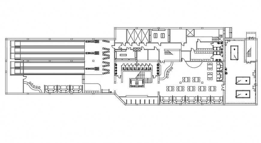 2d cad drawing of club mall bowling autocad software