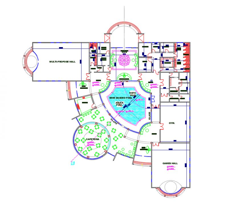 2d cad drawing of club room autocad software