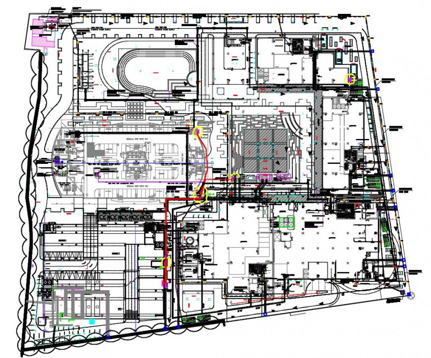 2d cad drawing of co-ordination plan layout autocad software