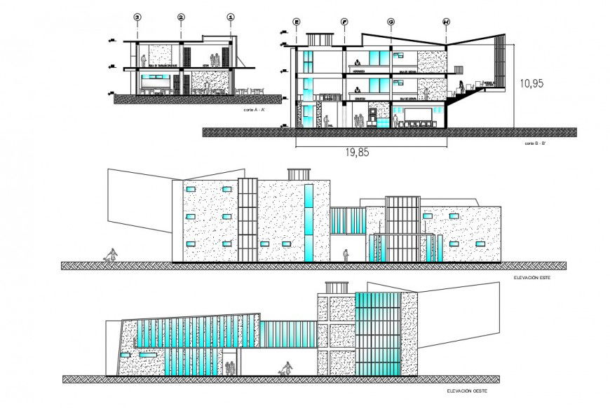 2d cad drawing of commercial cabin exterior autocad file