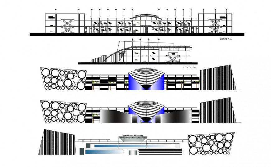 2d cad drawing of commercial center wall cladding autocad software