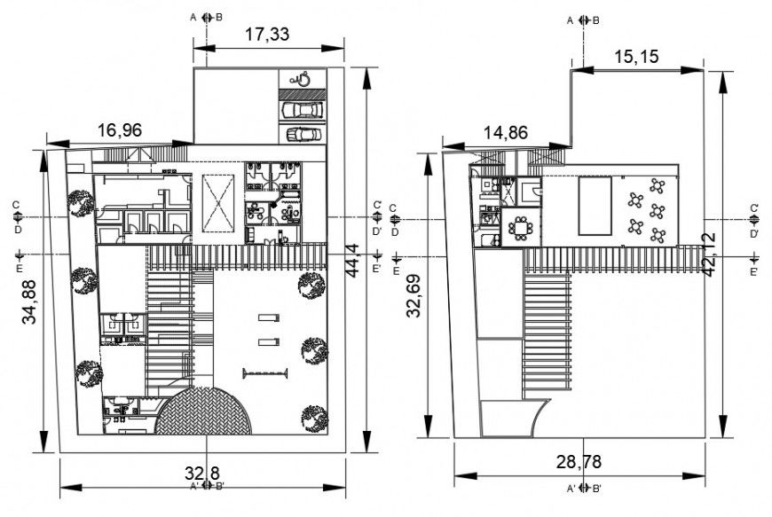 2d cad drawing of community center autocad software