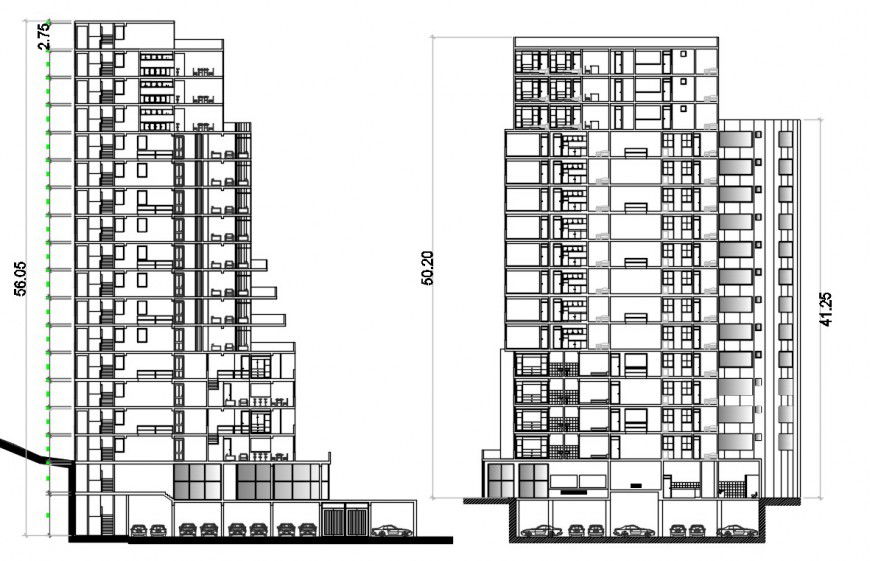 2d cad drawing of complex high-density housing auto cad software