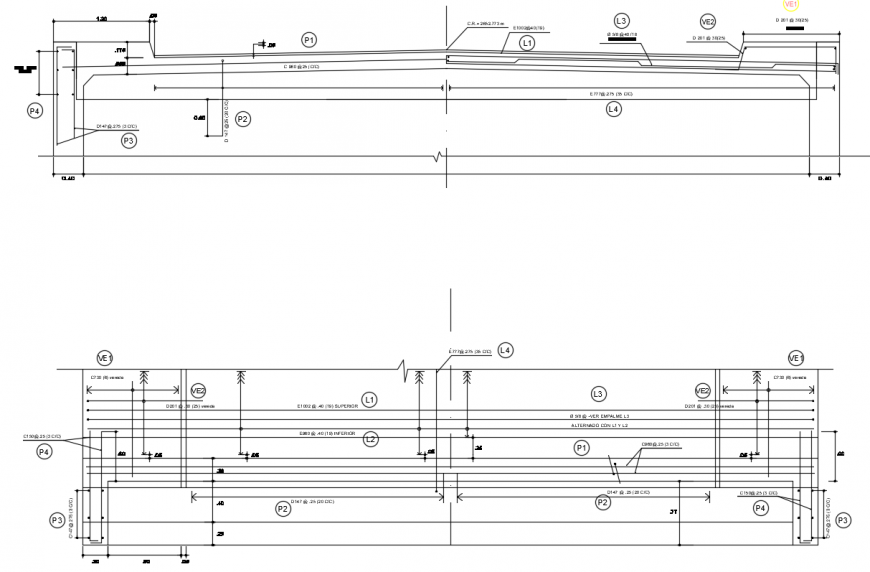 2d cad drawing of concrete bridge section autocad software