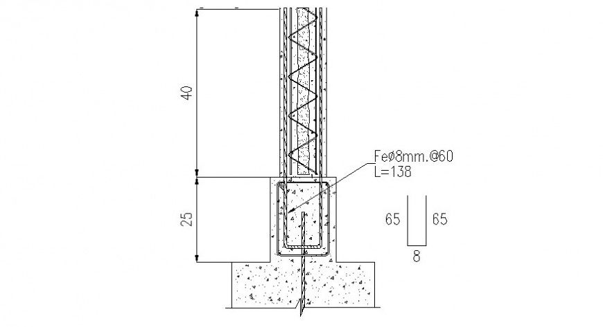 2d cad drawing of concrete drill detail auto cad software
