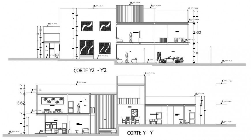2d cad drawing of connected elevation housing autocad software