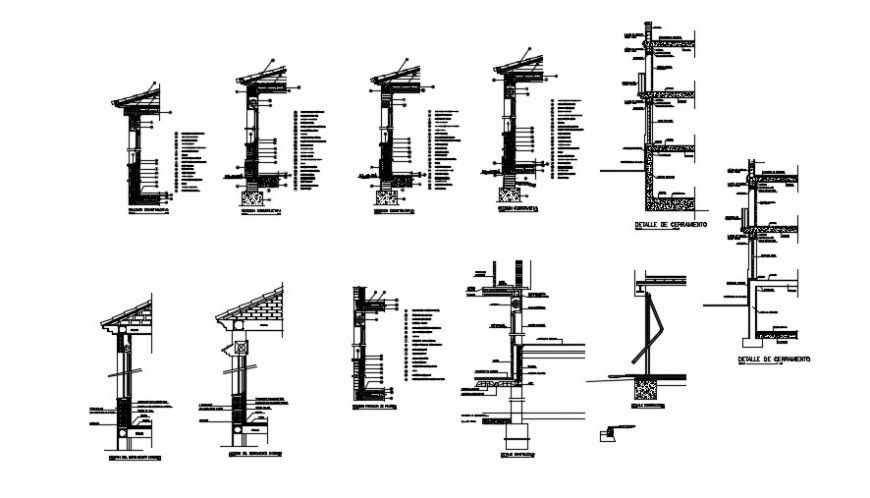 2d cad drawing of Constructive section by facades autocad software