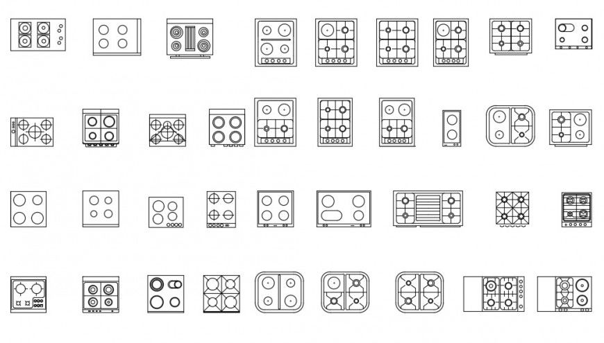 2d cad drawing of cooktop autocad software