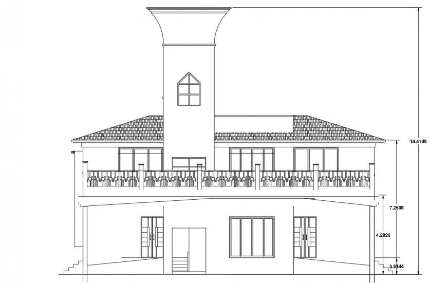 2d cad drawing of cub house exterior autocad software