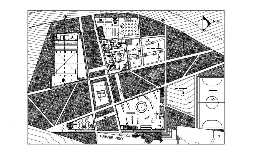 2d cad drawing of cultural center design study autocad software