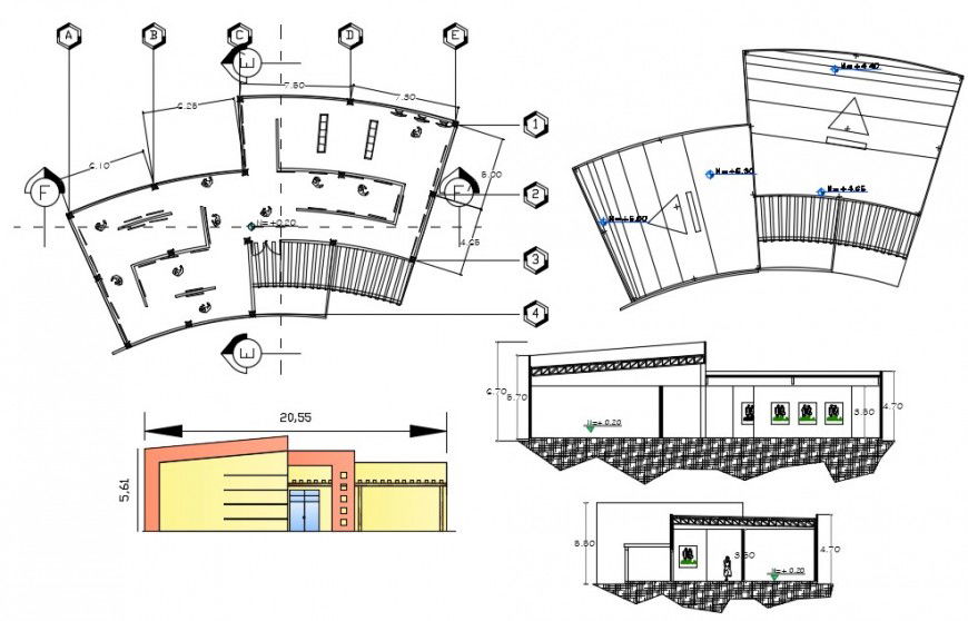 2d cad drawing of cultural central elevation drawing autocad software