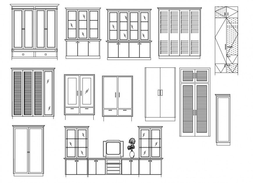 2d cad drawing of cupboard autocad software