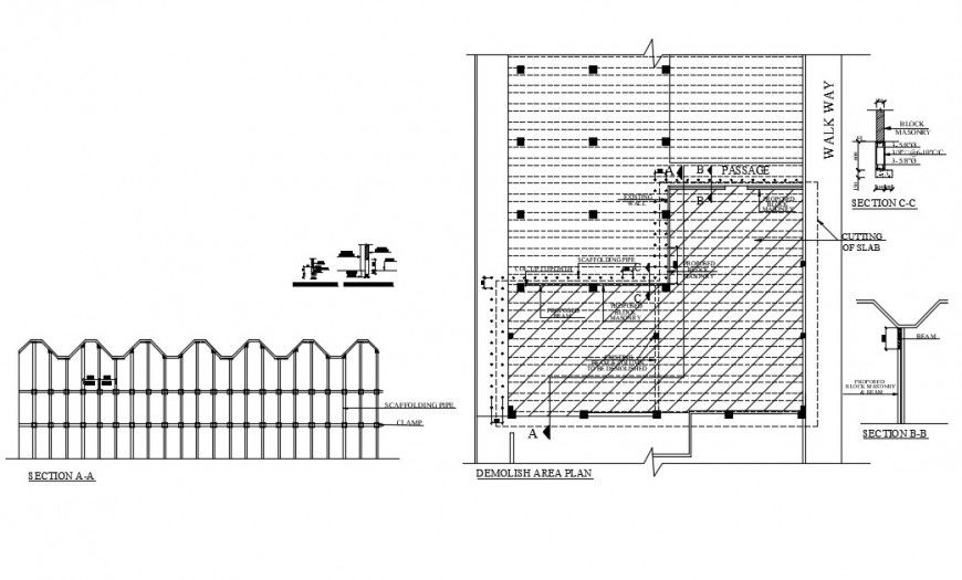 2d cad drawing of demolishing plan area autocad software