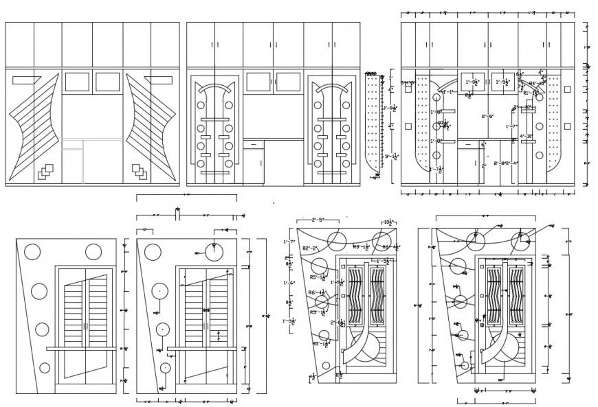 2d cad drawing of designer door elevation autocad file