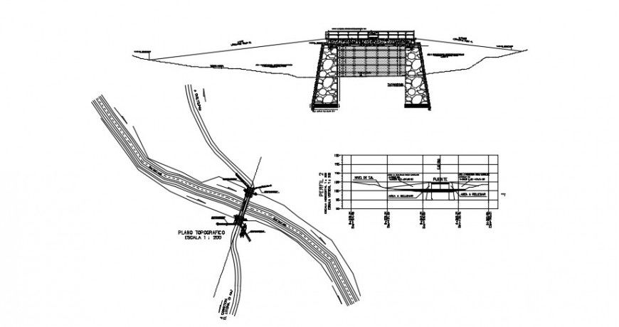 2d cad drawing of Detail of front vehicular elevation bridge Auto Cad software