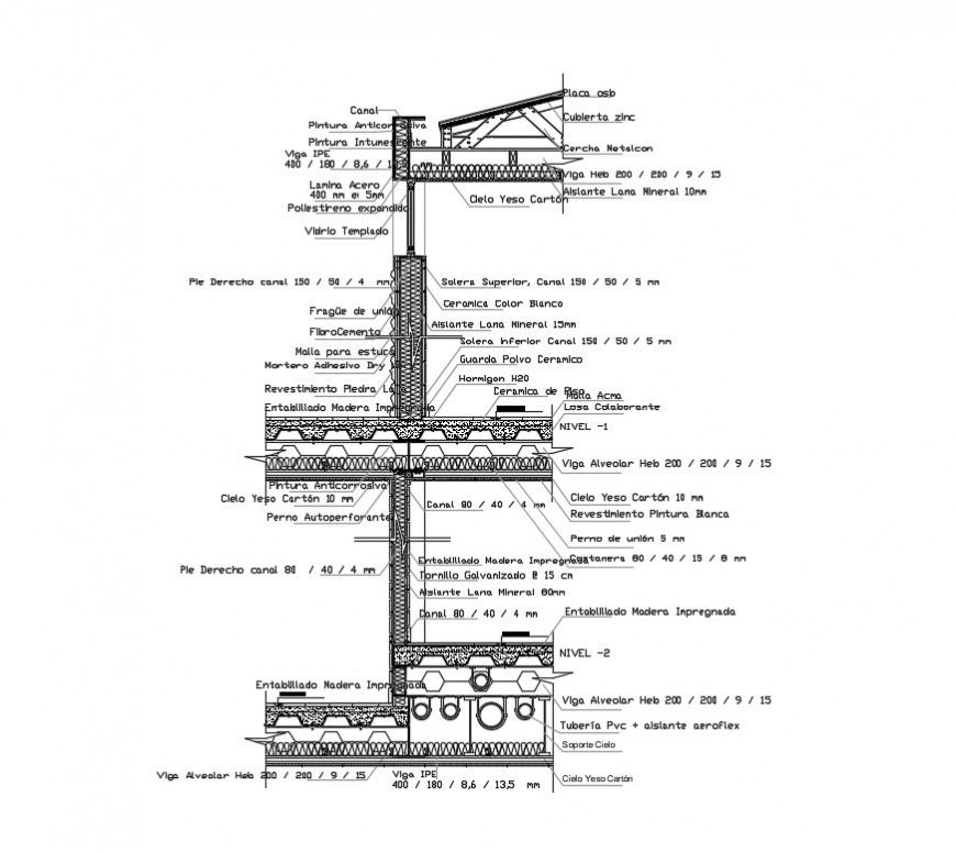 2d cad drawing of Detail slab steel structure and metal auto cad software