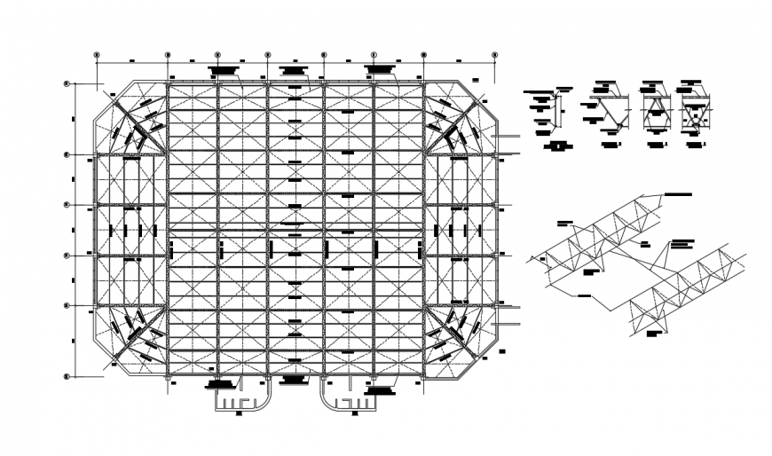 2d cad drawing of detailed arches autocad software